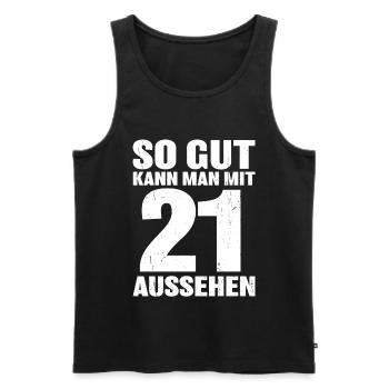 So gut kann man mit 21 aussehen - Männer Premium Bio Tank Top - Schwarz - Vorne - Michal (187cm)