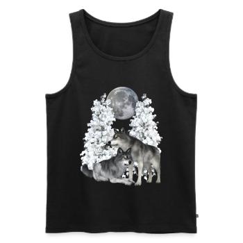 Wolf, wolves in winter - Men's Premium Organic Tank Top - black - Front - Michal (187cm)