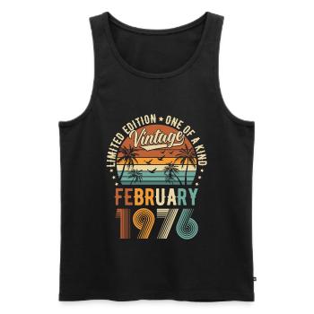 Édition Limitée Vintage Février 1976 - Débardeur bio Premium Homme - noir - Devant - Michal (187cm)