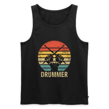 Retro Drums Drummer Vintage Drummer - Débardeur bio Premium Homme - noir - Devant - AI Model Male 178 light (178cm)