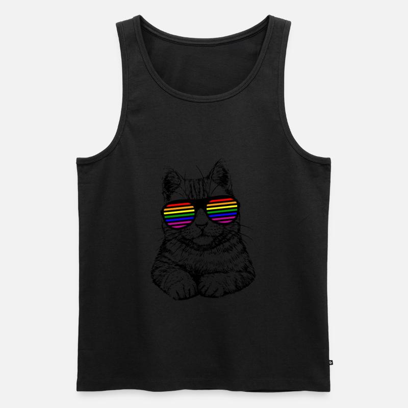 Katze mit Regenbogen Brille - Männer Premium Bio Tank Top - undefined