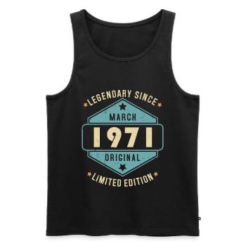 Mars 1971 Vintage Retro Anniversaire - Débardeur bio Premium Homme - noir - Devant - Michal (187cm)