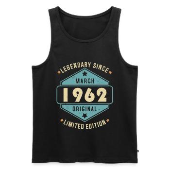 Mars 1962 Vintage Retro Anniversaire - Débardeur bio Premium Homme - noir - Devant - Michal (187cm)