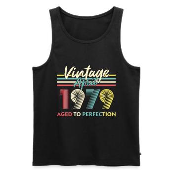 Vintage April 1979 Aged To Perfection - Men's Premium Organic Tank Top - black - Front - Michal (187cm)