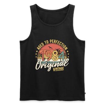 1984 Aged To Perfection Original Vintage - Männer Premium Bio Tank Top - Schwarz - Vorne - Michal (187cm)