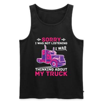 LKW Fahrerin - Männer Premium Bio Tank Top - Schwarz - Vorne - Michal (187cm)