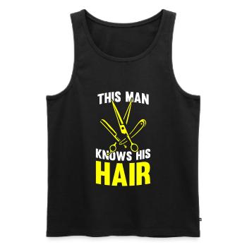 Barbier Barbier Coiffeur Homme Coiffeur Barbershop - Débardeur bio Premium Homme - noir - Devant - Michal (187cm)