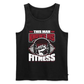 Fitness Training Gym Workout Poids - Débardeur bio Premium Homme - noir - Devant - Michal (187cm)