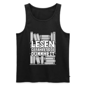 Bücherwurm Leseratte Buch Lesen - Männer Premium Bio Tank Top - Schwarz - Vorne - Michal (187cm)