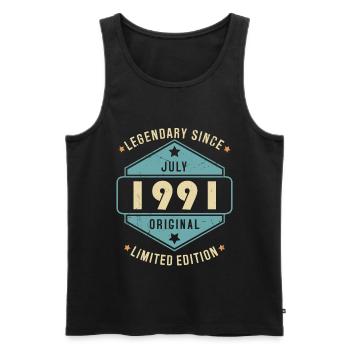 Juillet 1991 Vintage Retro Anniversaire - Débardeur bio Premium Homme - noir - Devant - Michal (187cm)