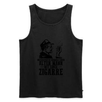 Unterschätze niemals einen alten Mann Zigarre - Männer Premium Bio Tank Top - Schwarz - Vorne - Michal (187cm)