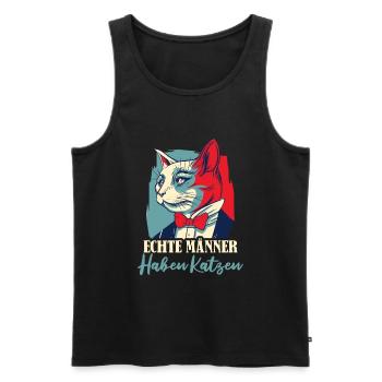 Katze Mietzekatze Hauskatze - Männer Premium Bio Tank Top - Schwarz - Vorne - AI Model Male 178 light (178cm)