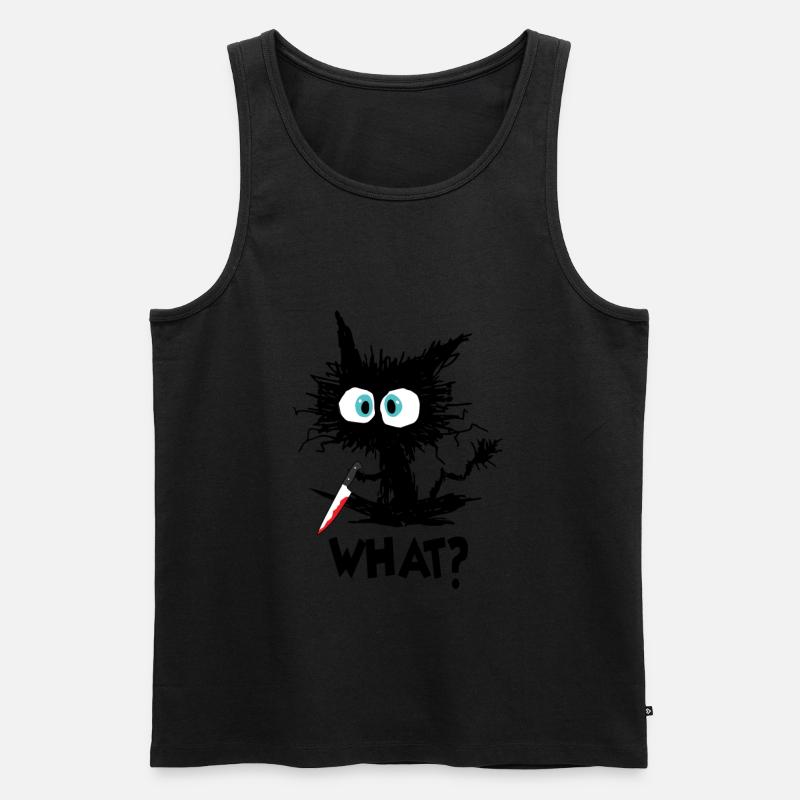 What Schwarze Katze mit Messer - Männer Premium Bio Tank Top - undefined