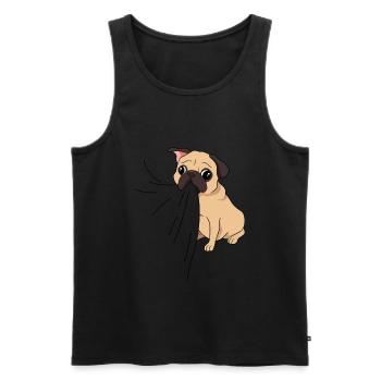 Morsures de carlin en t-shirt Le carlin affamé mange - Débardeur bio Premium Homme - noir - Devant - Michal (187cm)