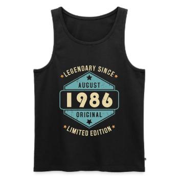Août 1986 Vintage Retro Anniversaire - Débardeur bio Premium Homme - noir - Devant - Michal (187cm)