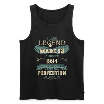 Août 1994 Vintage Anniversaire - Débardeur bio Premium Homme - noir - Devant - AI Model Male 178 light (178cm)