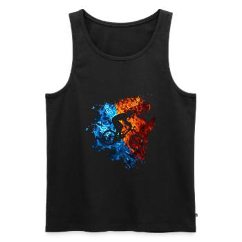 Mountain Bike Red Blue Fire Mountain Bike Rider - Men's Premium Organic Tank Top - black - Front - AI Model Male 178 light (178cm)