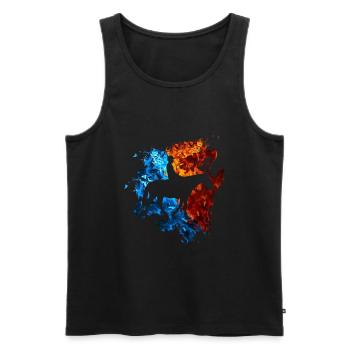 Pferd Rot Blau Feuer Reiter Reiten - Männer Premium Bio Tank Top - Schwarz - Vorne - AI Model Male 178 light (178cm)