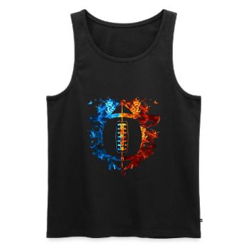 Football Rouge Bleu Feu Sports Amateurs de football - Débardeur bio Premium Homme - noir - Devant - AI Model Male 178 light (178cm)