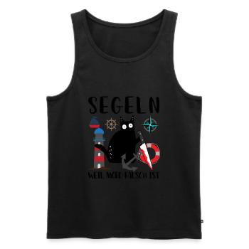 Segeln Weil Mord Falsch Ist Segler Skipper Katze - Männer Premium Bio Tank Top - Schwarz - Vorne - Michal (187cm)