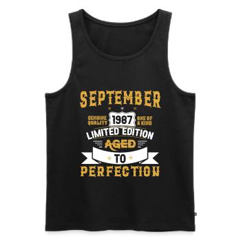 Anniversaire Septembre 1987 né Vintage - Débardeur bio Premium Homme - noir - Devant - Michal (187cm)