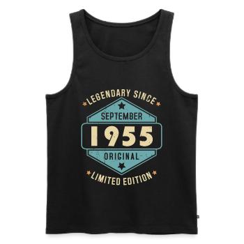 Septembre 1955 Vintage Retro Anniversaire - Débardeur bio Premium Homme - noir - Devant - Michal (187cm)