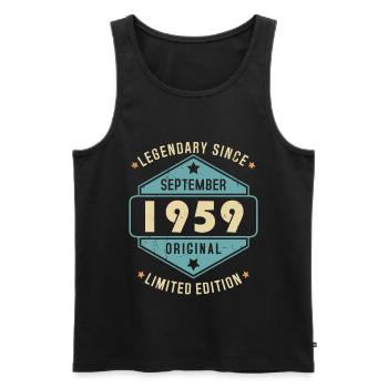 Septembre 1959 Vintage Retro Anniversaire - Débardeur bio Premium Homme - noir - Devant - Michal (187cm)