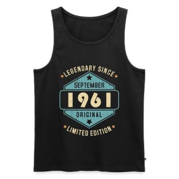 Septembre 1961 Vintage Retro Anniversaire - Débardeur bio Premium Homme - noir - Devant - Michal (187cm)