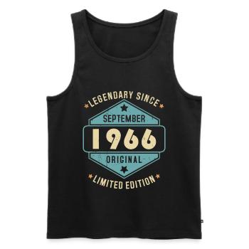 Septembre 1966 Vintage Retro Anniversaire - Débardeur bio Premium Homme - noir - Devant - Michal (187cm)