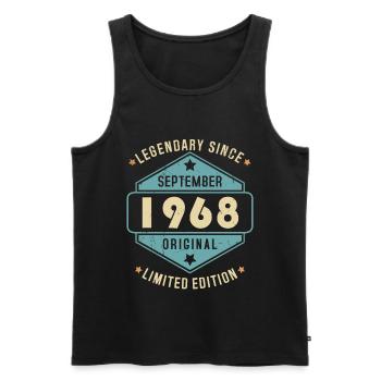 Septembre 1968 Vintage Retro Anniversaire - Débardeur bio Premium Homme - noir - Devant - Michal (187cm)