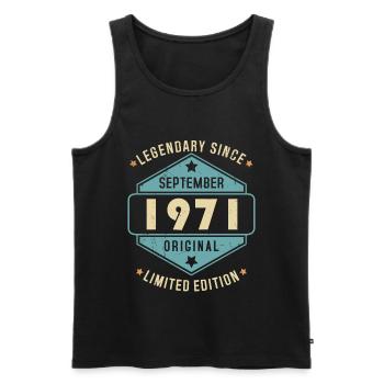 Septembre 1971 Vintage Retro Anniversaire - Débardeur bio Premium Homme - noir - Devant - Michal (187cm)