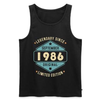 Septembre 1986 Vintage Retro Anniversaire - Débardeur bio Premium Homme - noir - Devant - Michal (187cm)