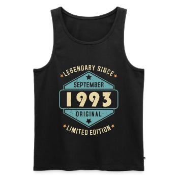 Septembre 1993 Vintage Retro Anniversaire - Débardeur bio Premium Homme - noir - Devant - Michal (187cm)