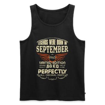 Legends Were Born In September 1965 Birthday - Männer Premium Bio Tank Top - Schwarz - Vorne - Michal (187cm)