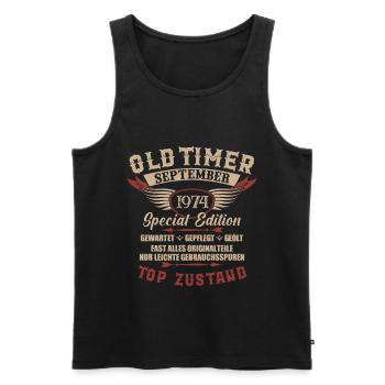 Oldtimer September 1974 Jahrgang Geburtstag - Männer Premium Bio Tank Top - Schwarz - Vorne - Michal (187cm)