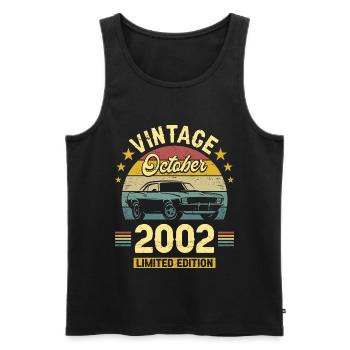 Vintage Octobre 2002 20 Ans Anniversaire - Débardeur bio Premium Homme - noir - Devant - Michal (187cm)