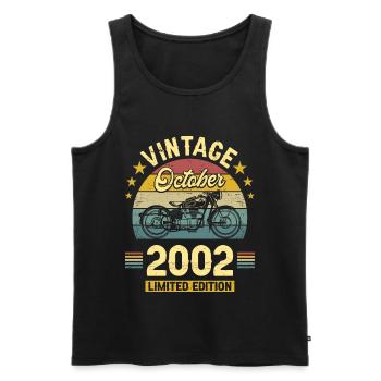 Vintage Octobre 2002 20 Ans Anniversaire - Débardeur bio Premium Homme - noir - Devant - Michal (187cm)