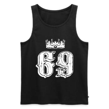 69 Zahl Krone - Männer Premium Bio Tank Top - Schwarz - Vorne - Michal (187cm)