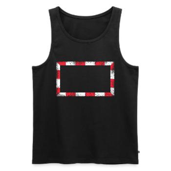 Frame / Red- White - Men's Premium Organic Tank Top - black - Front - AI Model Male 178 light (178cm)