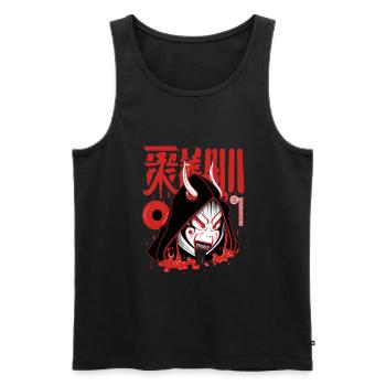 Okame Otafuku Japanese folk tale goddess of fortune - Men's Premium Organic Tank Top - black - Front - Michal (187cm)