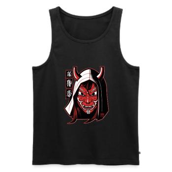 Yokai Demon Masks Okame Otafuku Women's Face - Men's Premium Organic Tank Top - black - Front - AI Model Male 178 light (178cm)