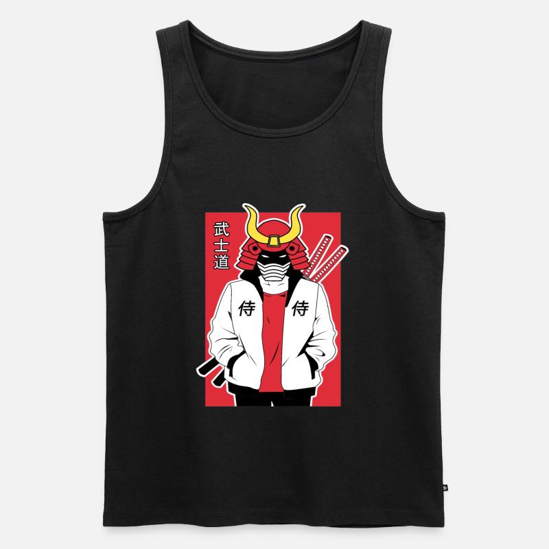 Samurai Warrior Anime - Männer Premium Bio Tank Top - Schwarz