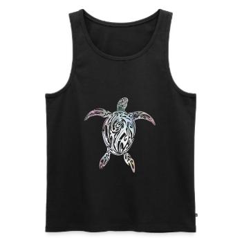 Tortue tribale maorie - Débardeur bio Premium Homme - noir - Devant - Michal (187cm)