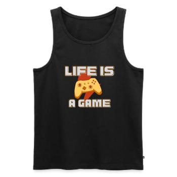 Life Is A Game Gamer Spruch Kontroller Gaming - Männer Premium Bio Tank Top - Schwarz - Vorne - Michal (187cm)