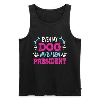 Même mon chien veut un nouveau président - Débardeur bio Premium Homme - noir - Devant - AI Model Male 178 light (178cm)