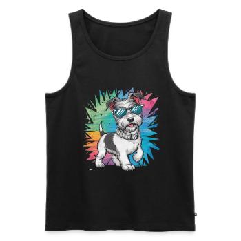 Dandie Dinmont Terrier en dessin animé - Débardeur bio Premium Homme - noir - Devant - AI Model Male 178 light (178cm)