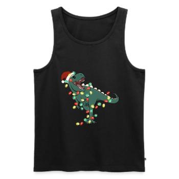 Christmas Lights Dinosaur Christmas - Men's Premium Organic Tank Top - black - Front - Michal (187cm)