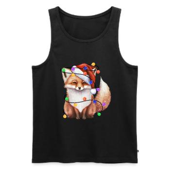 Fuchs mit Weihnachtmütze und Lichter - Männer Premium Bio Tank Top - Schwarz - Vorne - AI Model Male 178 light (178cm)