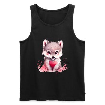 Wolf Cadeau de Saint-Valentin - Débardeur bio Premium Homme - noir - Devant - Michal (187cm)