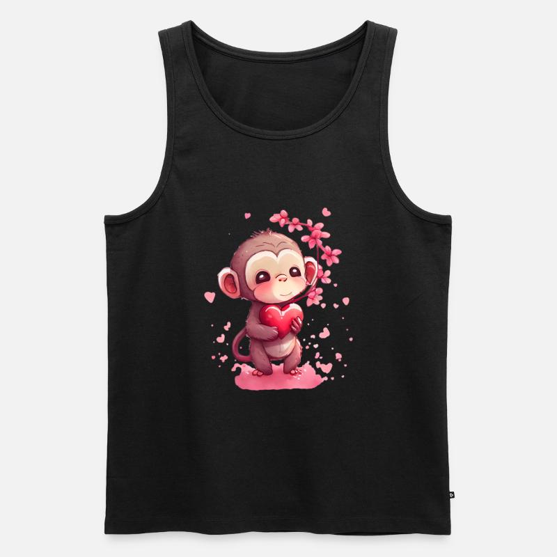 Cadeau de Saint-Valentin Monkey - Débardeur bio Premium Homme - noir